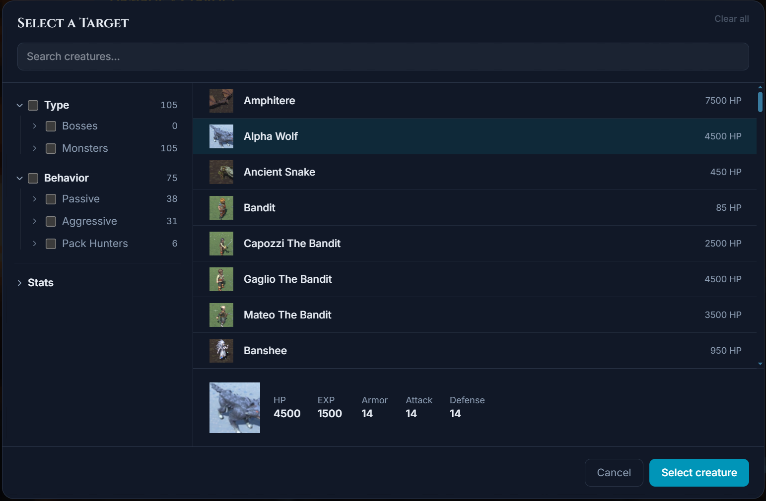 Target block with creature or second build loaded